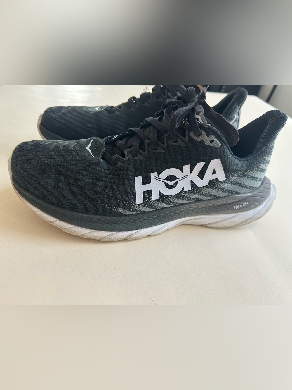 Hoka Men's Black and White Running Shoes size 11B